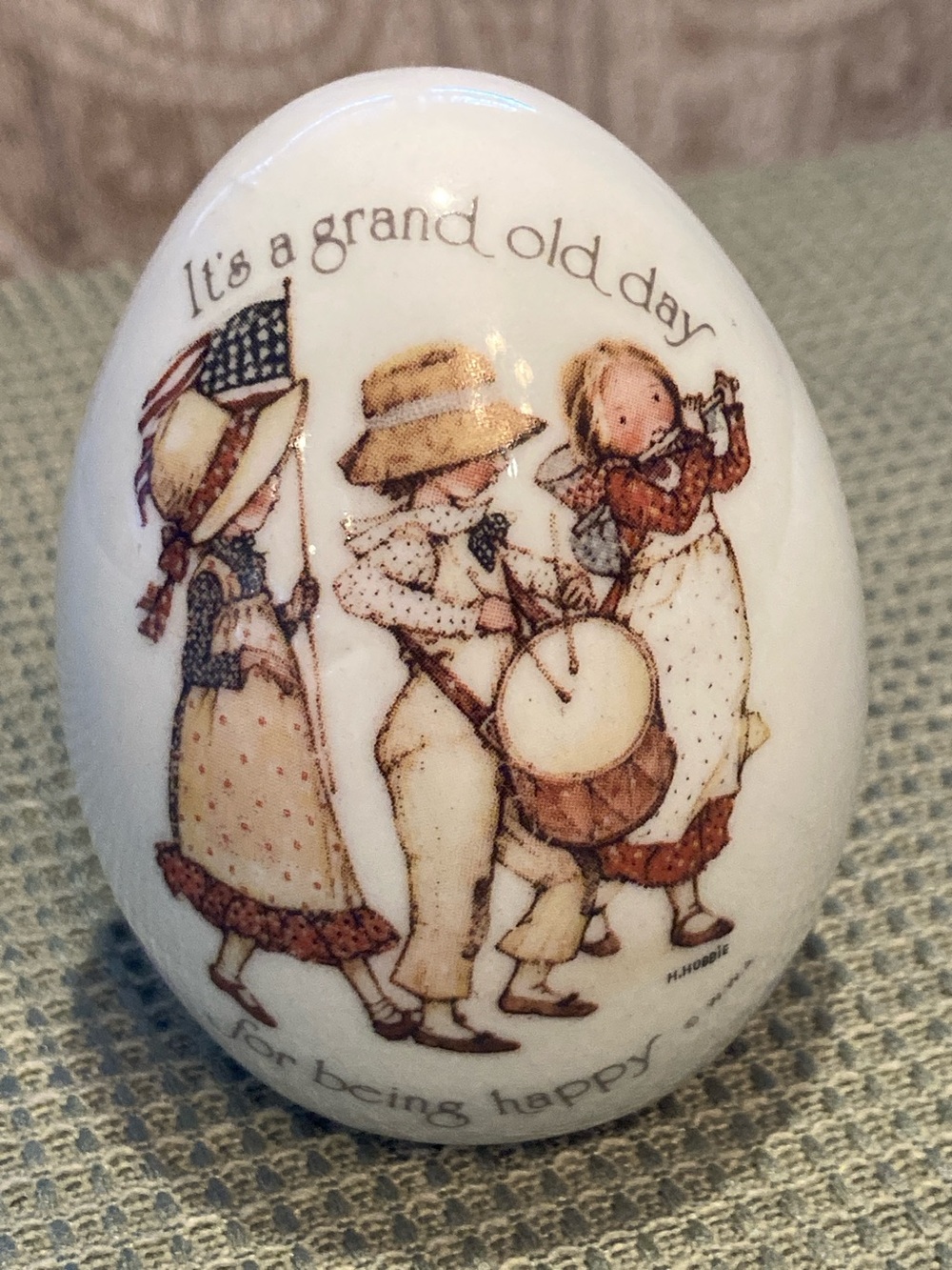 Vintage Holly Hobbie It's a Grand Old Day for Being Happy Decorative Egg Decorat